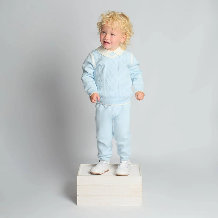 Baby Boy 2pc set 2447  Camel & Blue options - Jumper & Trousers