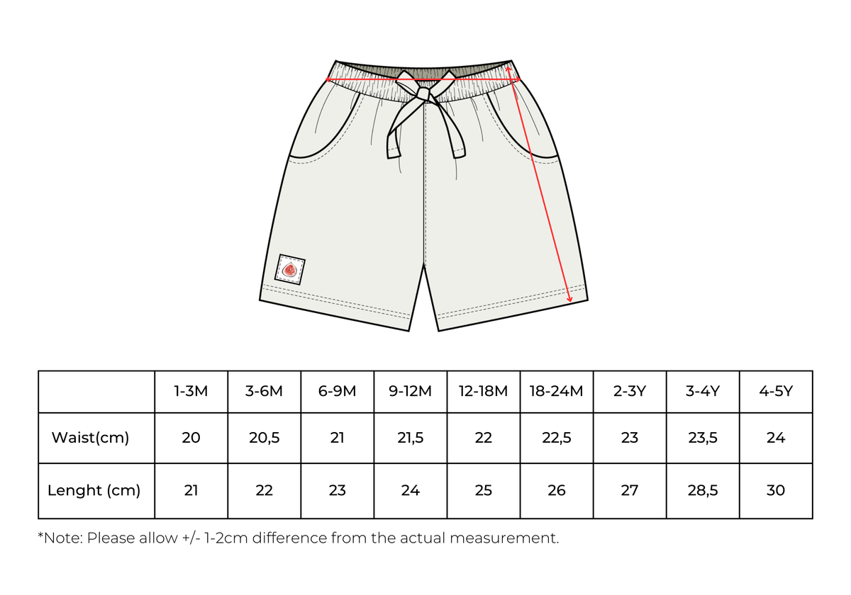 Baby / Kids Jersey Shorts Fig Detail 100% Cotton Cream