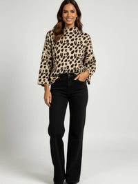 Wide Sleeve Leopard Knit