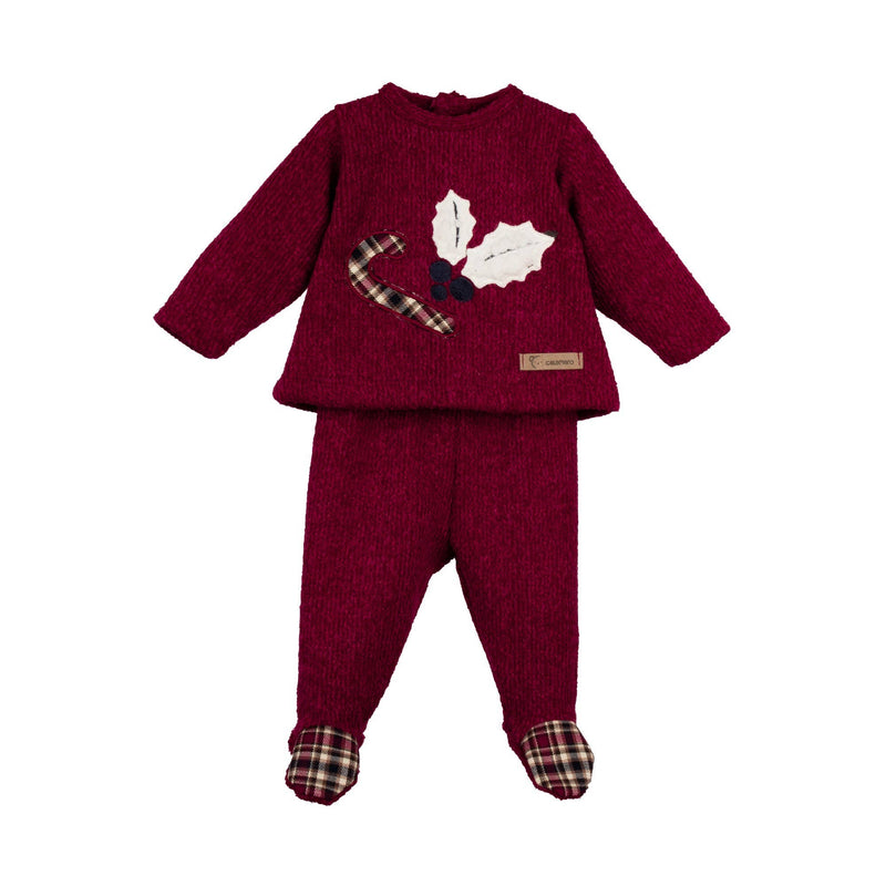 Red Candy Cane Detail 2 Piece Set - Long Trouser