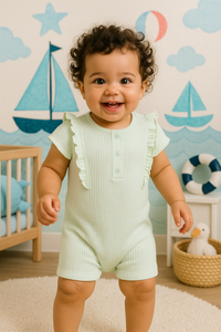 Pistachio Green Baby Summer Rompers – 2 Sizes