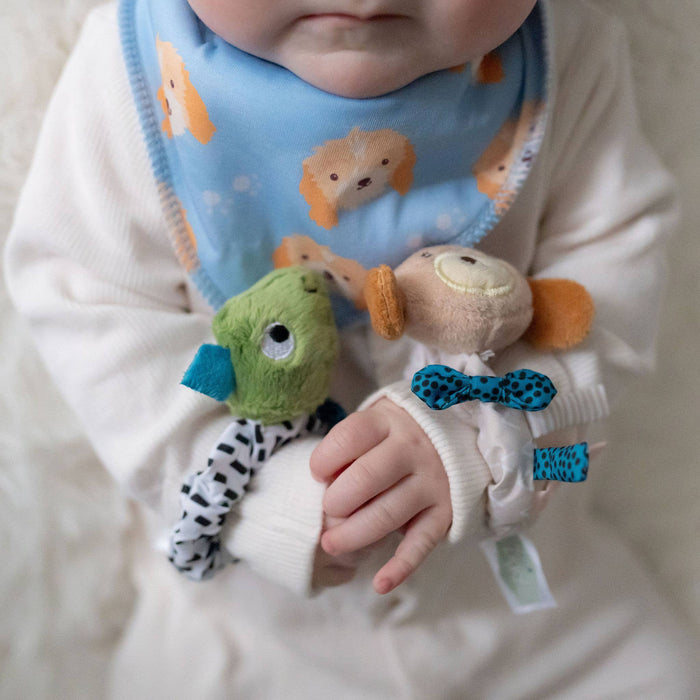 Plush Dino and Cockapoo Wrist Rattles