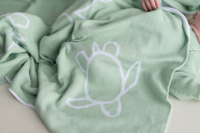 Baby blanket turtles soft green