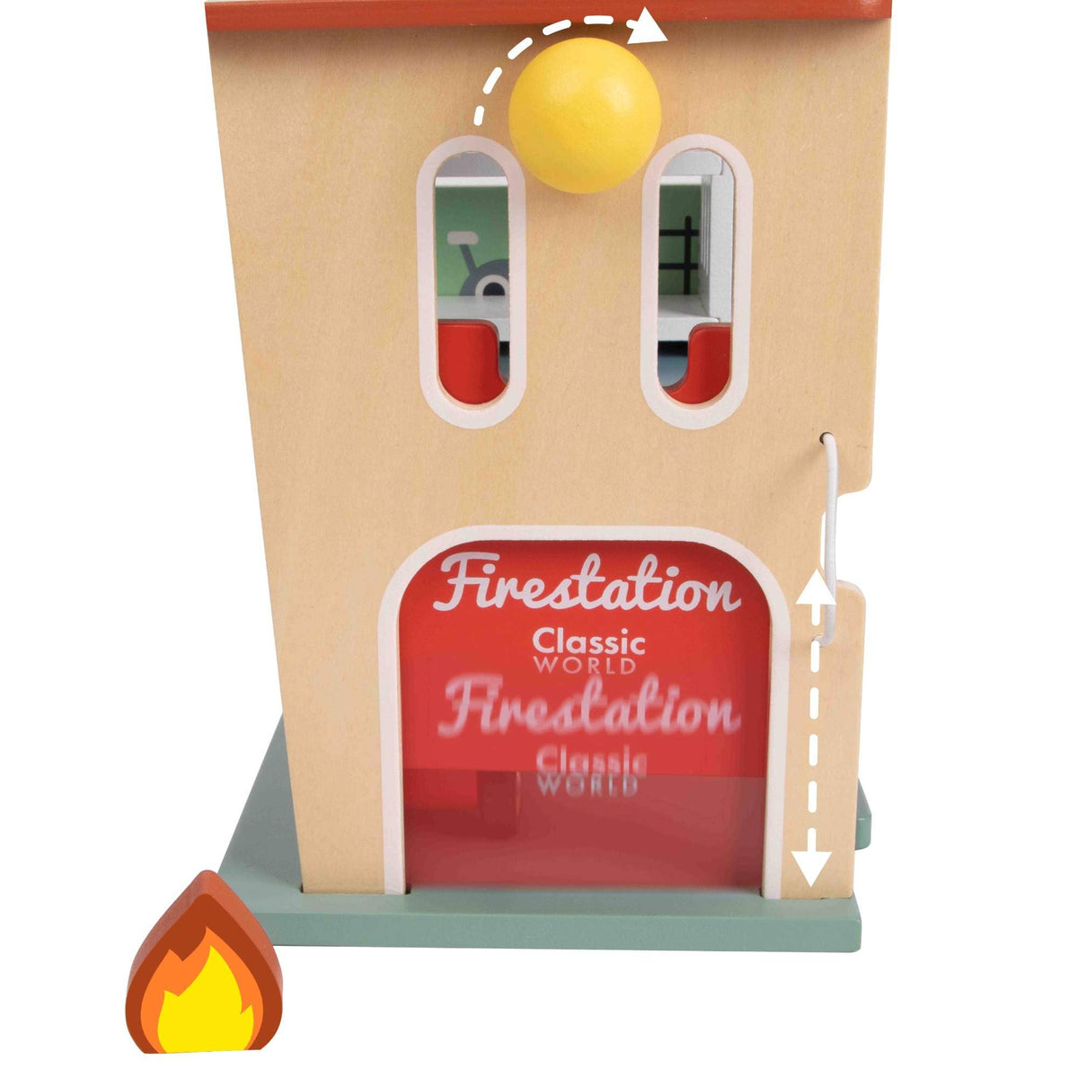 Classic World Wooden Fire Station – Kids Pretend Play Set
