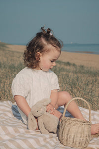 Minnie & Monty - White Daisy Short Puff Sleeve Romper