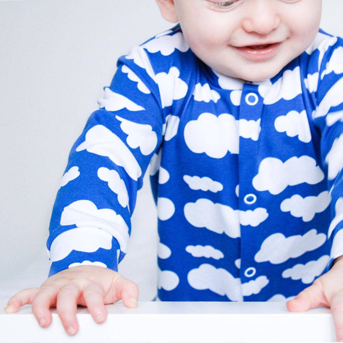 Unisex Baby Cotton Sleepsuit (Onesie) – Blue cloud Print