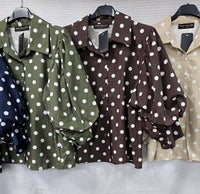 Polka Dot Puff Sleeve Blouse