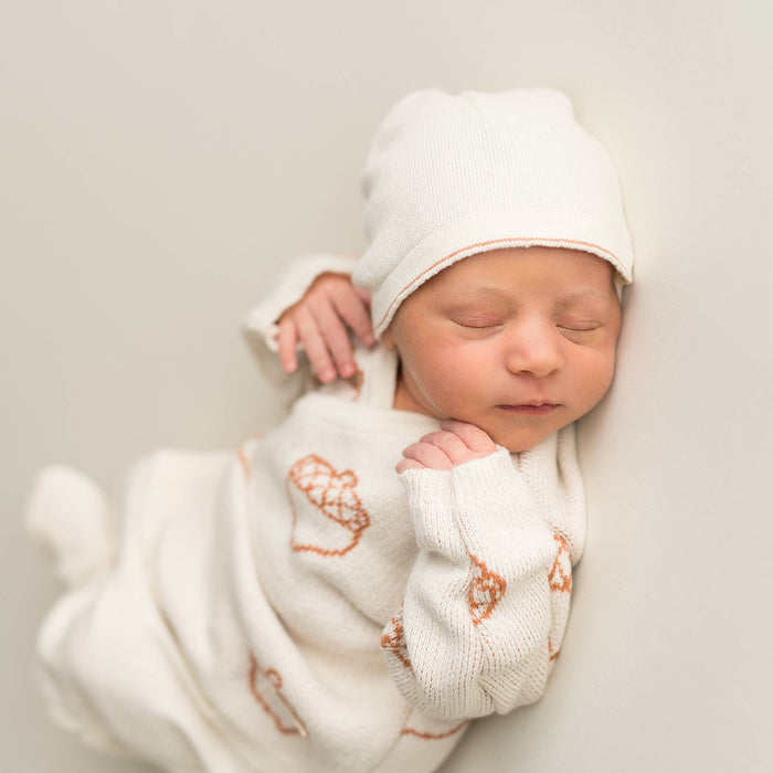 Newborn/ Home Coming Set - Ecru with acorn detail