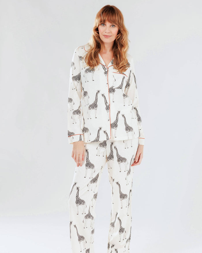 Chelsea Peers - Organic Cotton Cream Giraffe Print: Cream