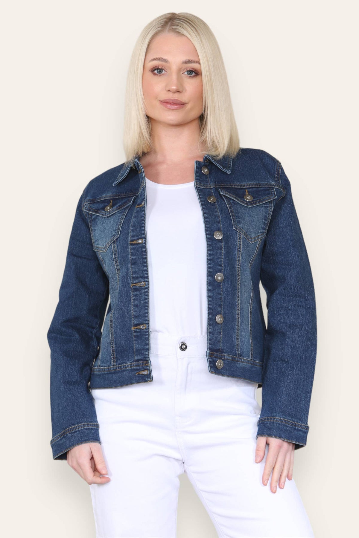 Kurt Muller Mid Denim Blue Cotton Stretch Jacket