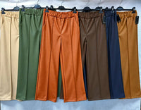 Vegan PU leather Look Wide Leg seam trousers