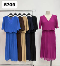 Plain Plisse Pleated Layered Maxi Dress S/M