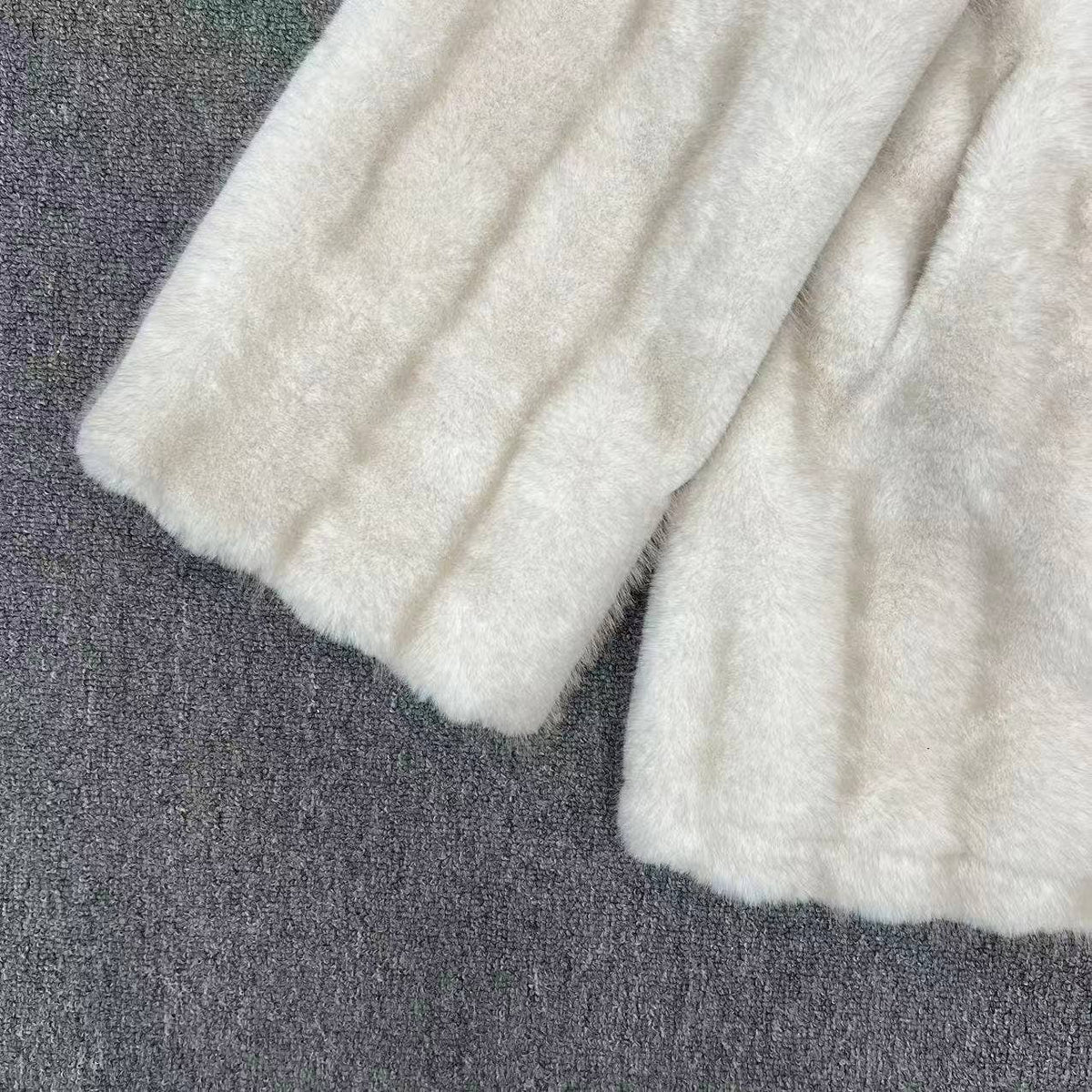 Cream Soft Plush Winter Coat with Collar
