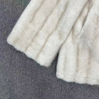 Cream Soft Plush Winter Coat with Collar