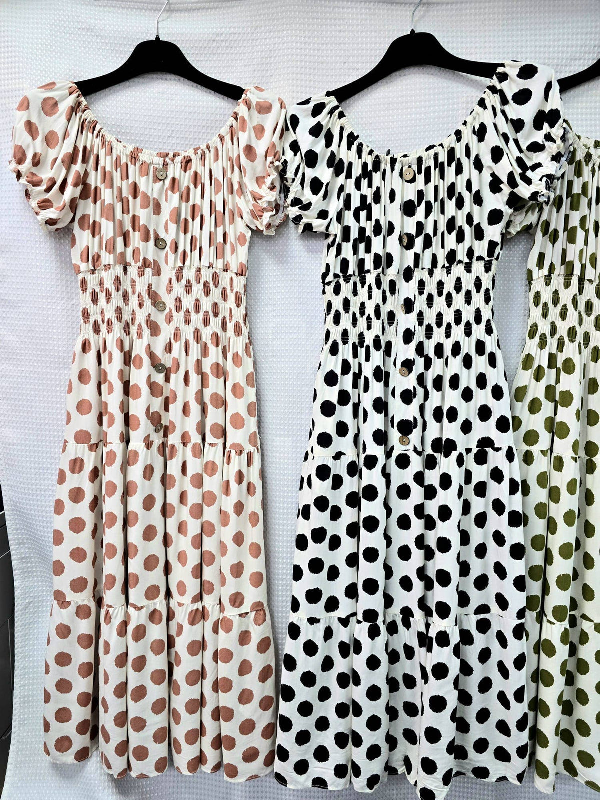 Big Polka Dot Bardot Midi Dress