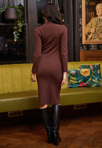 Midi Bodycon Dress in Brown