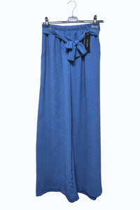 Italian Womens Belted Strap Wide Leg Palazzo Trousers