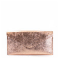 Italian Leather Metallic Envelope Clutch