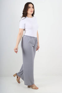 Italian Elastic Waistband Drawstring Wide Leg Trousers