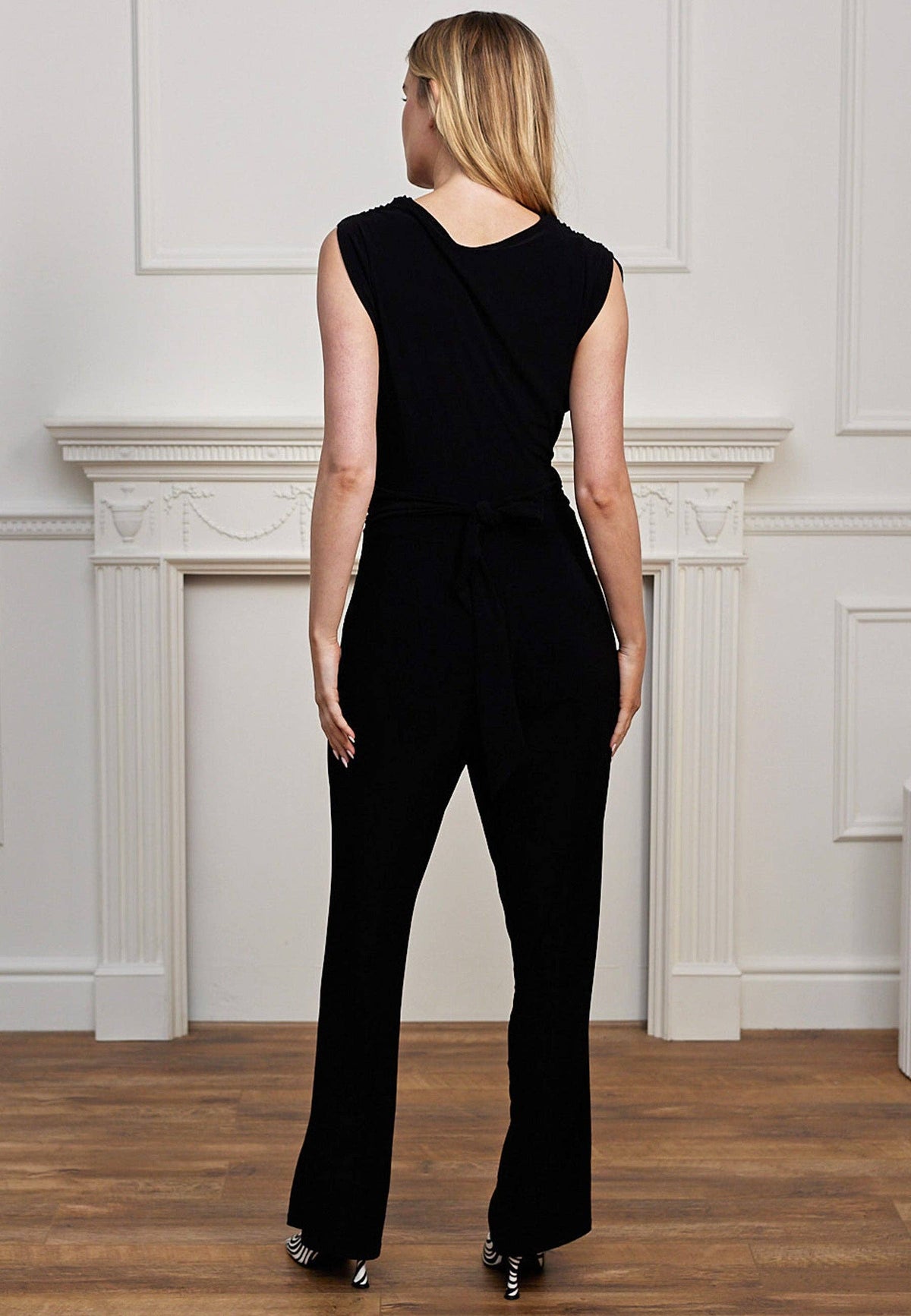 Multi Style Tie Back Jumpsuit in Black