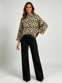 Wide Sleeve Leopard Knit