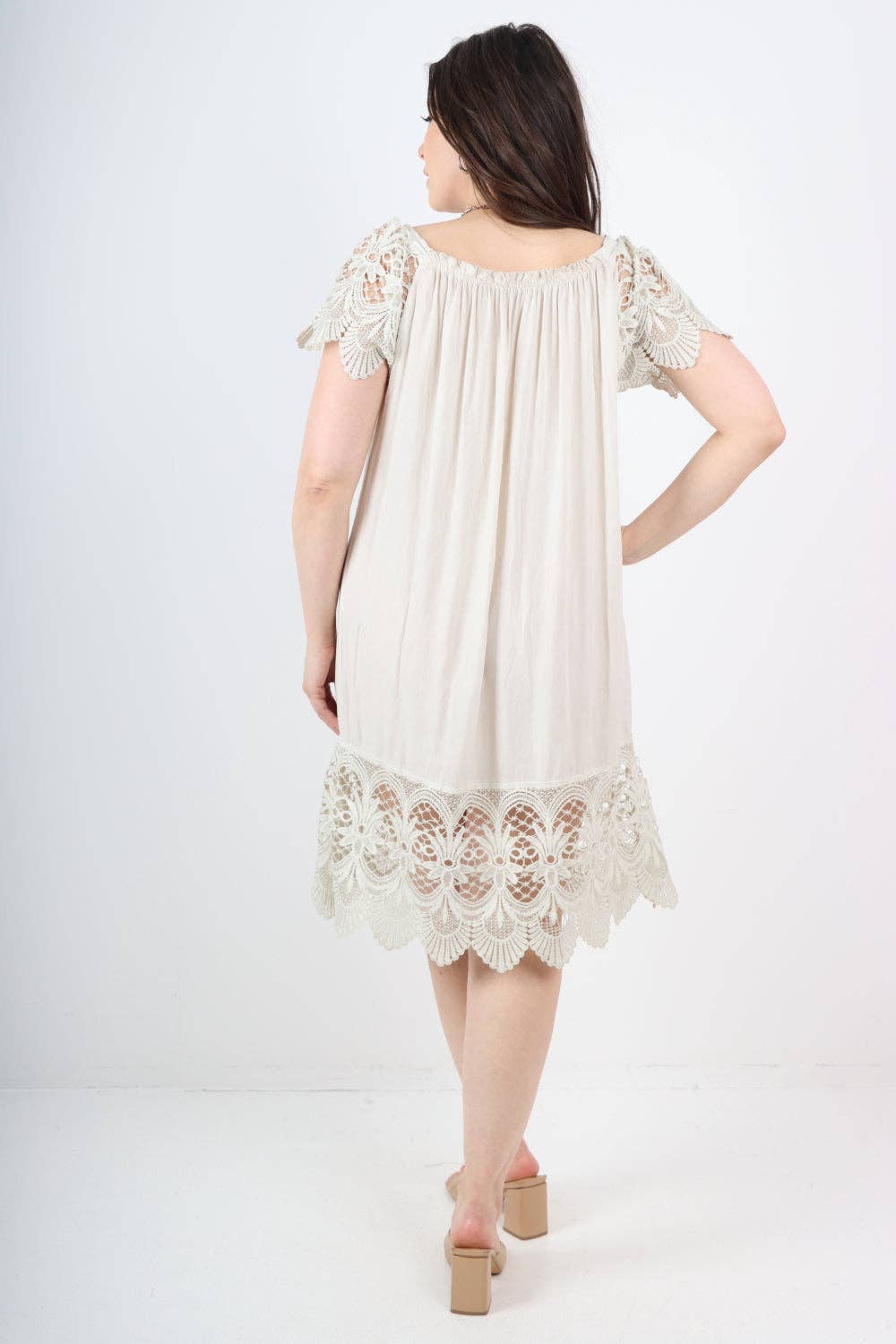 Italian Bardot Crochet Lace Dress – Off Shoulder Summer Style