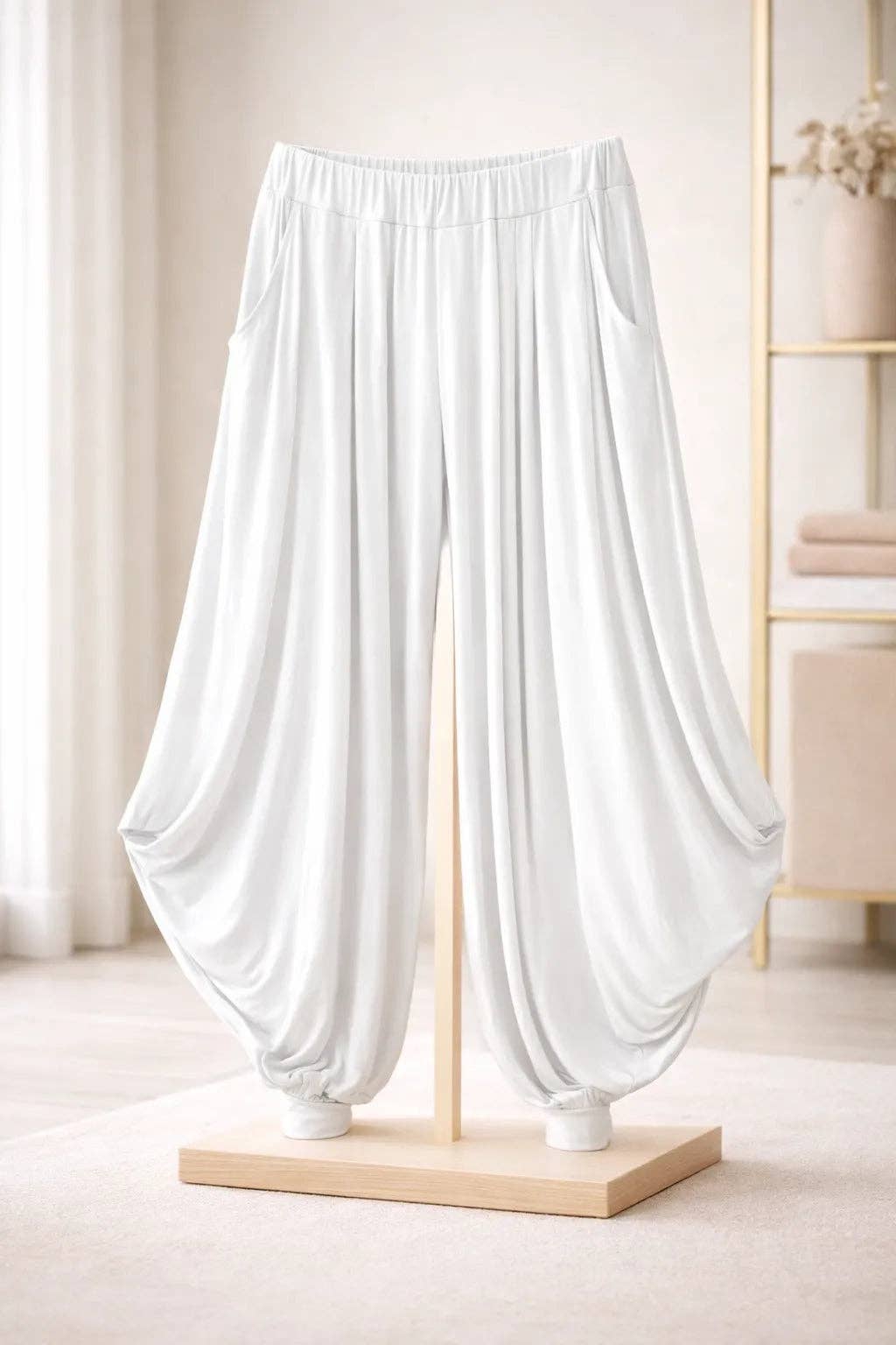 Italian Womens Oversized Jersey Harem Trousers – Wide Leg Baggy Pants