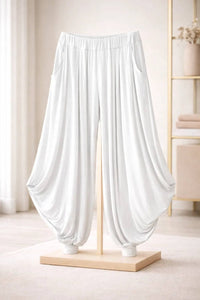 Italian Womens Oversized Jersey Harem Trousers – Wide Leg Baggy Pants