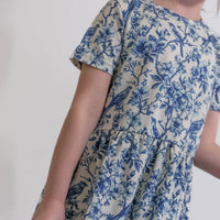 Girls Short Sleeve Cotton Dress - Willow Flower print