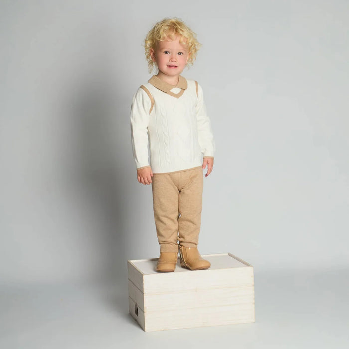 Baby Boy 2pc set 2447  Camel & Blue options - Jumper & Trousers