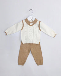 Baby Boy 2pc set 2447  Camel & Blue options - Jumper & Trousers