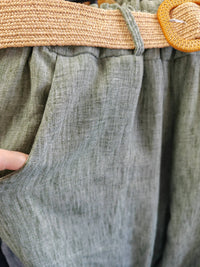 Italian One Size Light Weight Linen Trousers +Belt