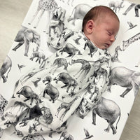 Unisex Baby Cotton Sleepsuit (Onesie) – Safari animal  Print