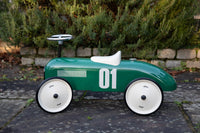 Vilal Metal British Racing Green Ride-On Car Vintage Style