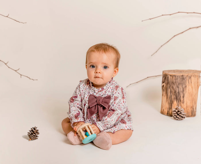 Dusky Pink Peacock Top and Short Set with Bow detail