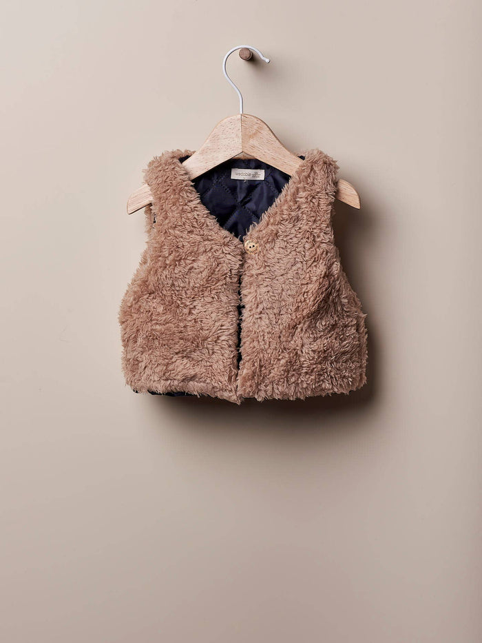 Sustainably made - Brown Faux Fur Gilet