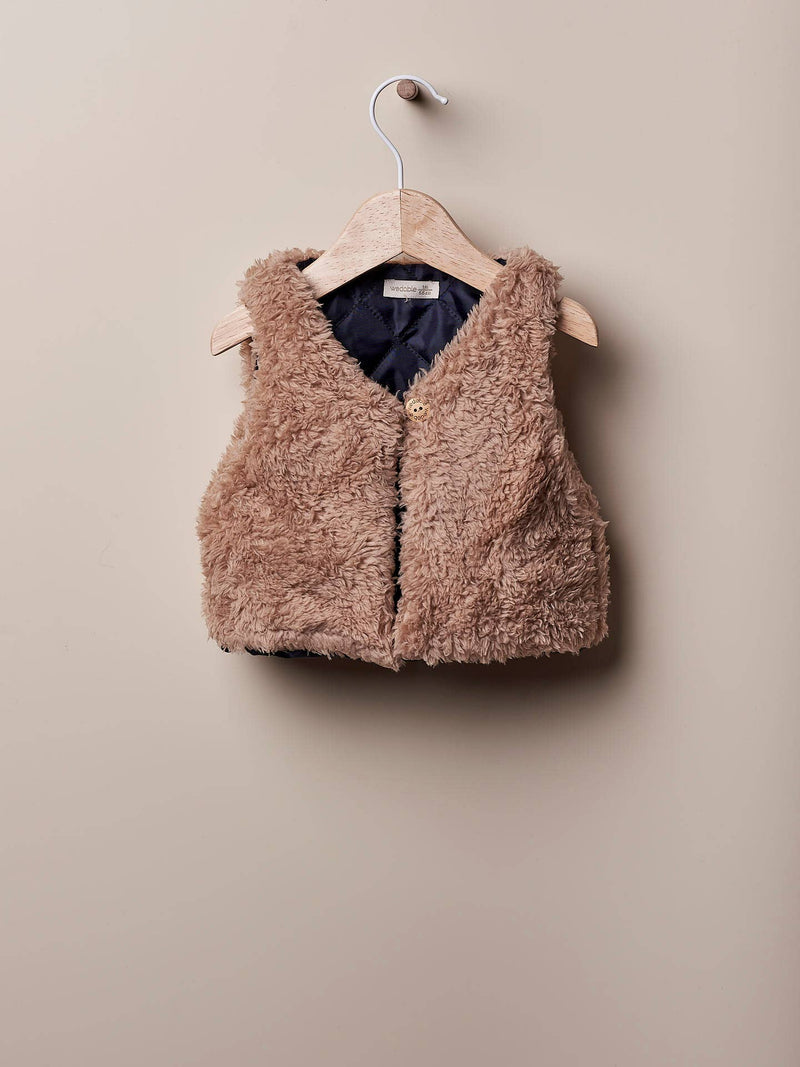 Sustainably made - Brown Faux Fur Gilet