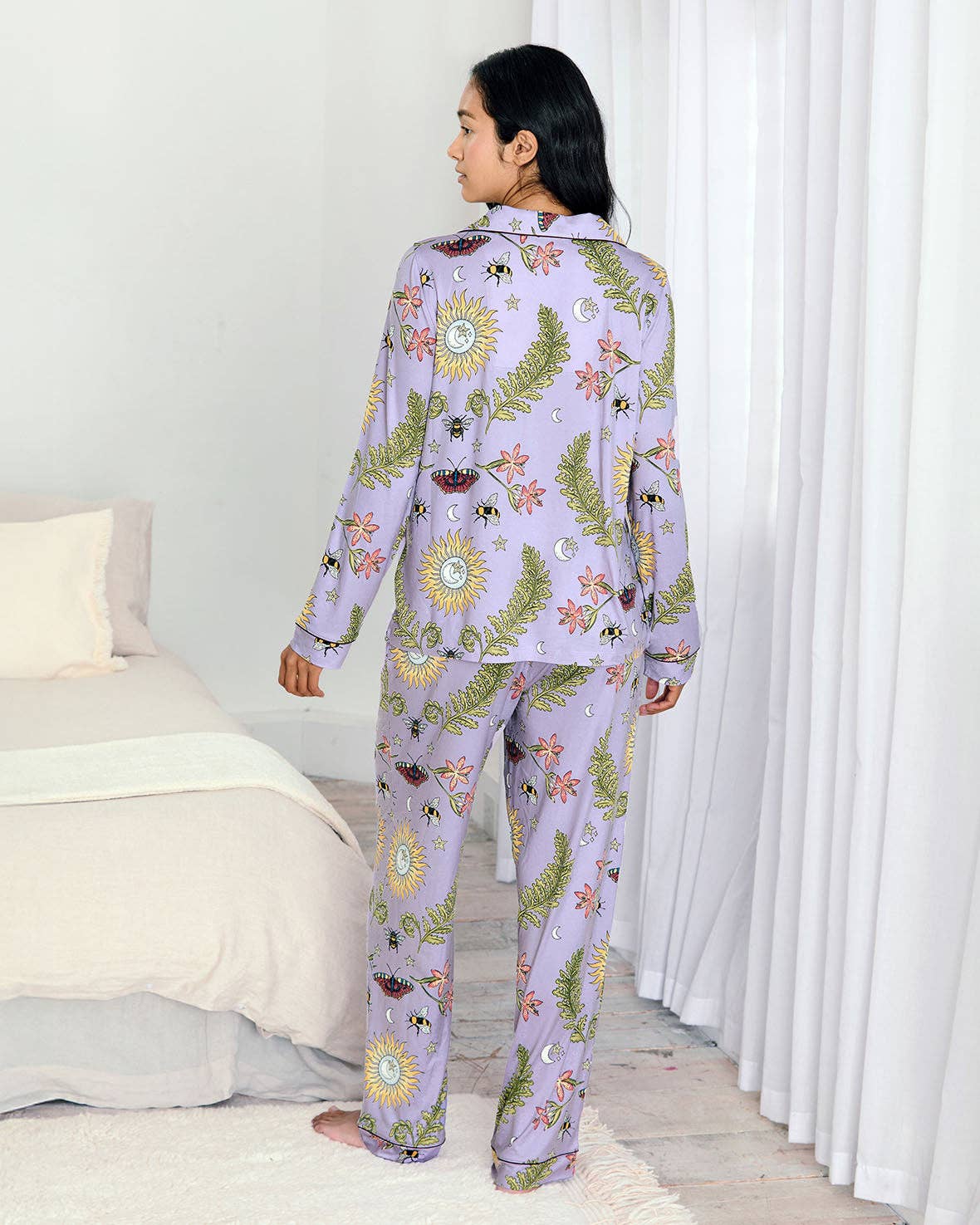 Chelsea Peers - Moonlit Forest Print Long Pyjama Set
