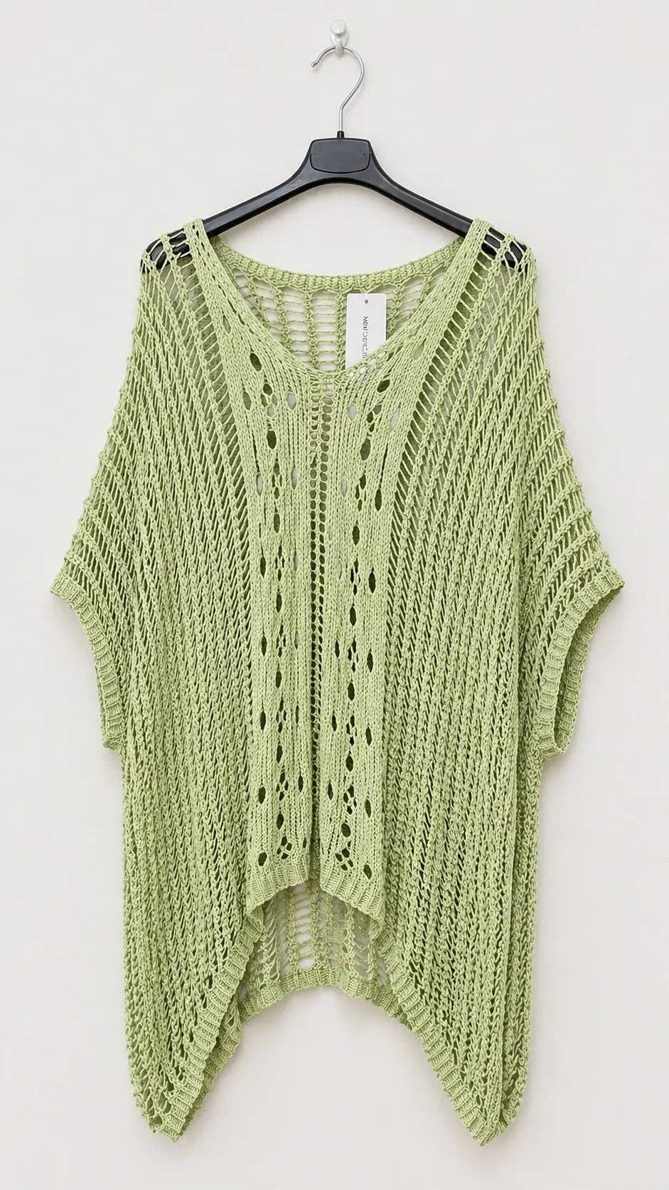 Italian Cotton Mesh Knit Top – Lightweight Beach Cover-Up | Oversized Summer Layering UK