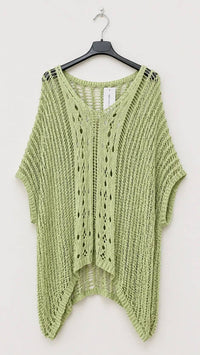 Italian Cotton Mesh Knit Top – Lightweight Beach Cover-Up | Oversized Summer Layering UK