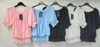 Short Sleeve Textured Wave Blouse