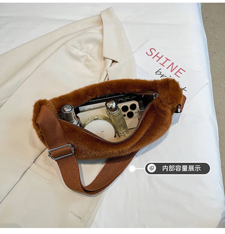 Soft Faux Fur Cross Body Bag Chest Bag