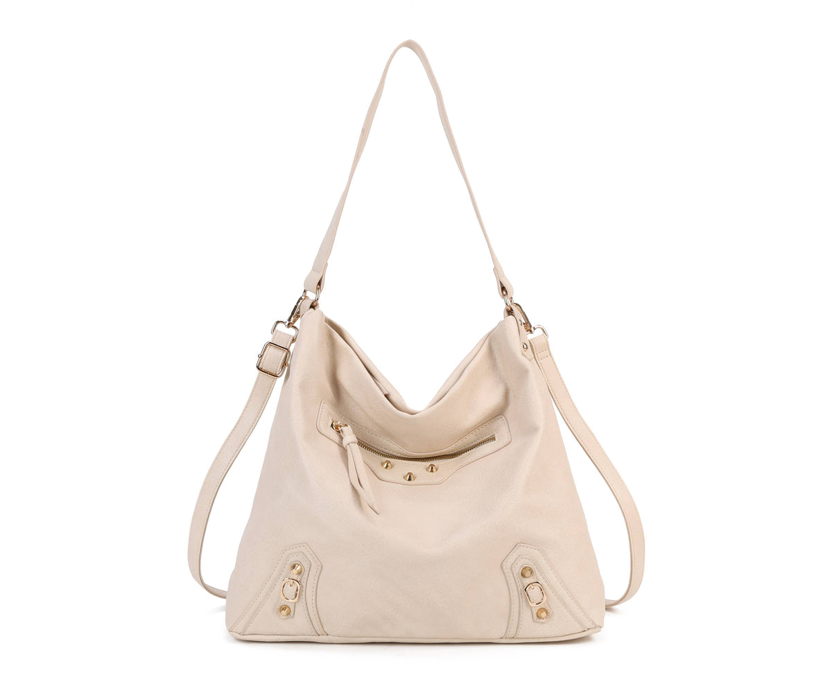Soft Medium Big Size Mono Handle Hobo Bag with Studs-9332
