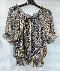 Animal Ruffle Bardot Blouse
