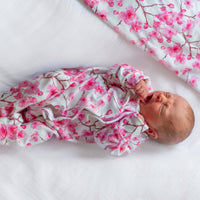 Unisex Baby Cotton Sleepsuit (Onesie) – Cherry Blossom Print