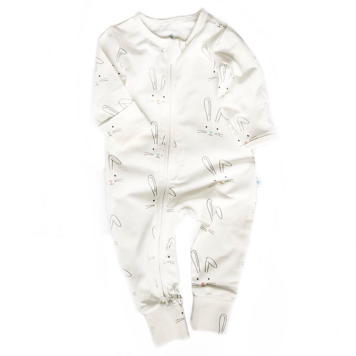 Rabbit Print Footless Zipped Babygrow