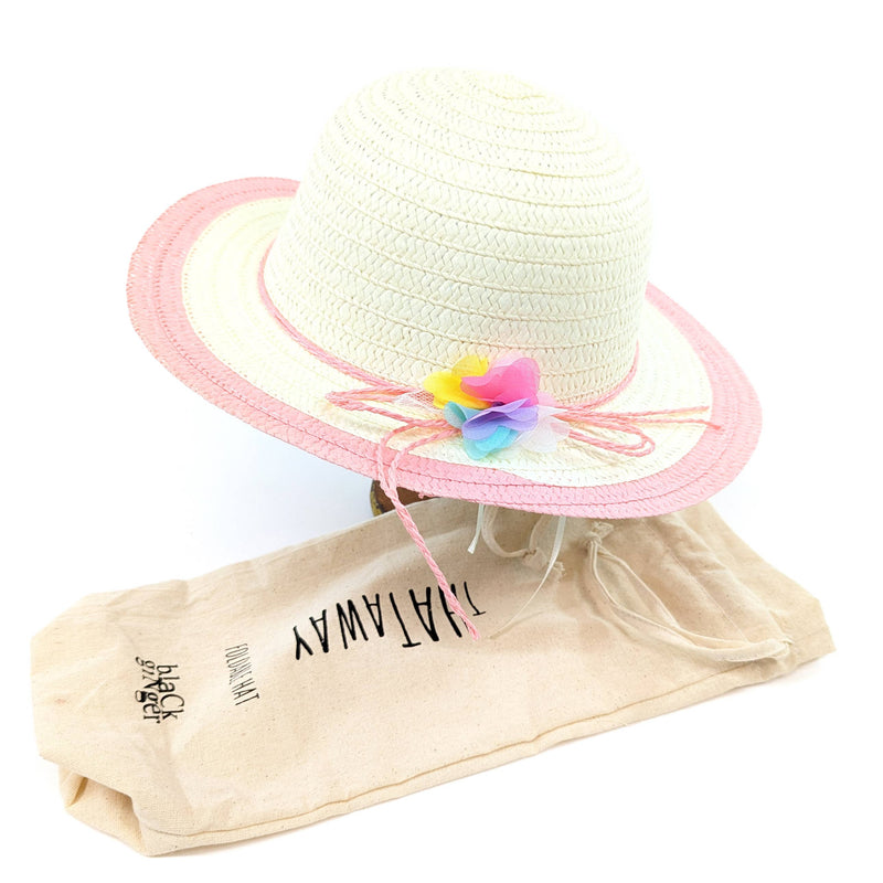 Pink Children's Multicoloured Flower Foldable Hat