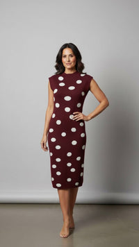 Stretch Polka Dot Knit Dress