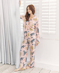 Chelsea Peers - Celestial Leopard Print Button Up Long Pyjama Set