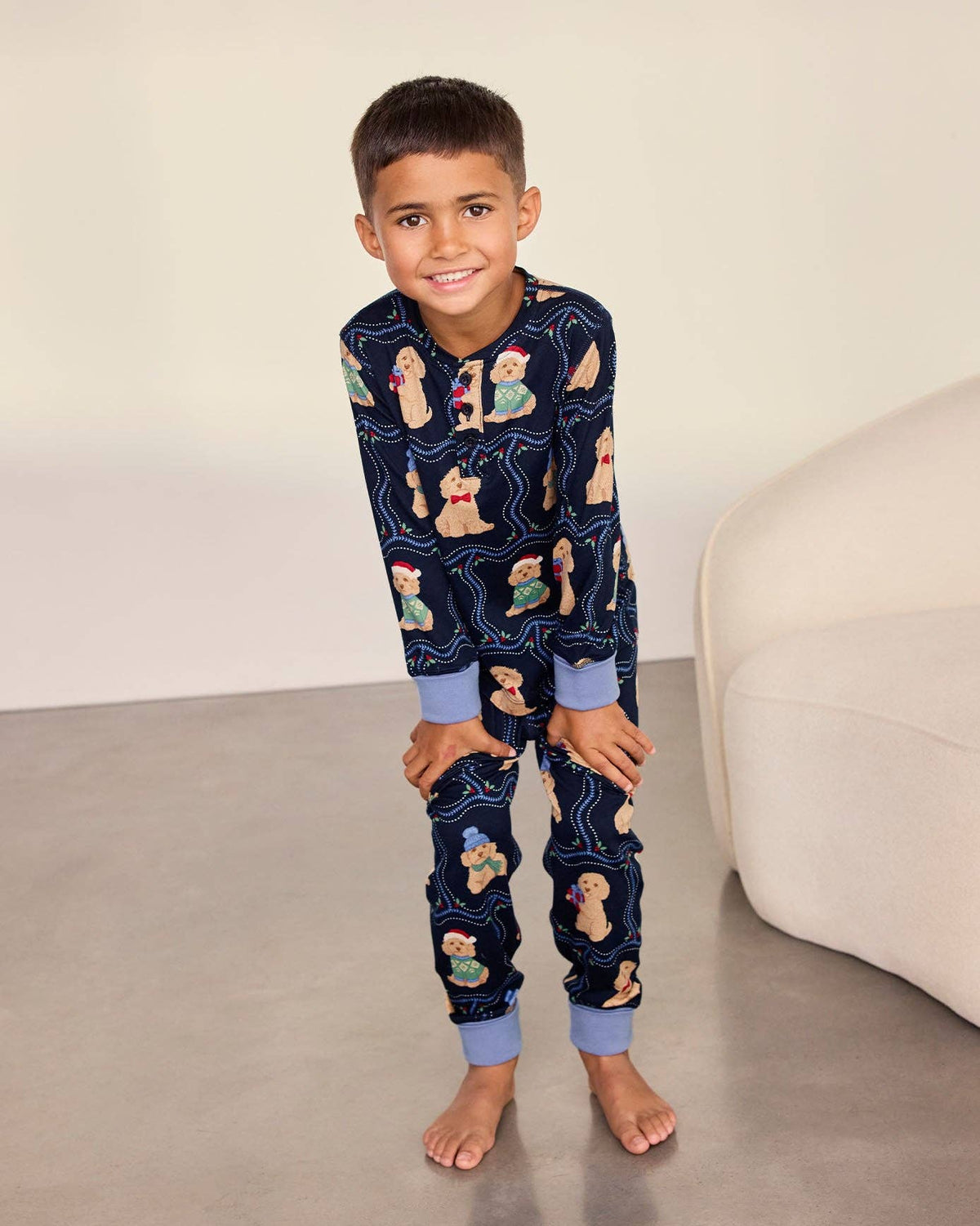 Kids Christmas Chip the Cockapoo Portraits Print Long Pyjama Set